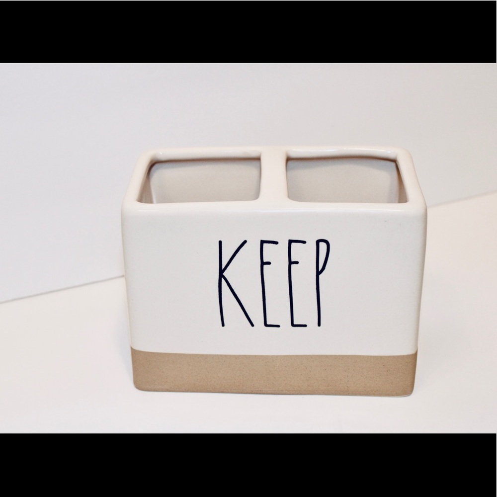 RAE DUNN KEEP Clay bottom bathroom organizer NEW - Picture 5 of 10